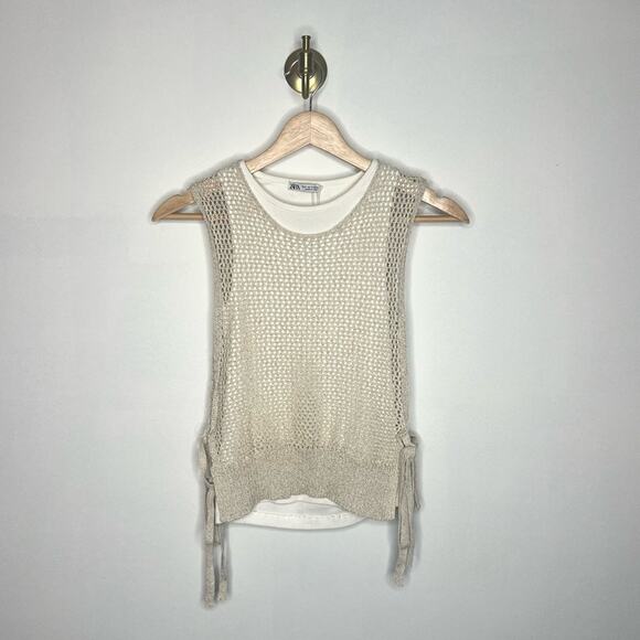 Zara Crochet Overlay Vest Tank Top - Picture 1 of 5
